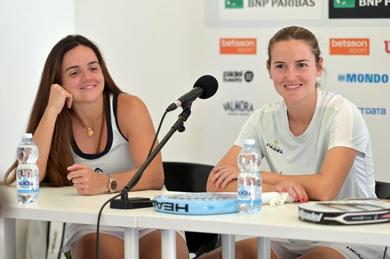 Paula Josemaria e Ari Sanchez in conferenza stampa alla vigilia del BNL Italy Major Premier Padel (Foto Fioriti/FITP)