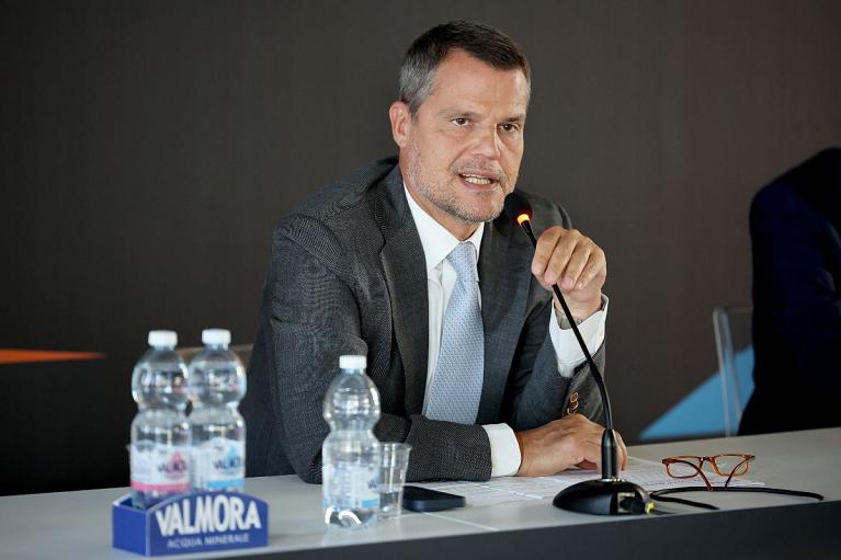 Marco Mezzaroma, presidente di Sport e Salute, alla conferenza di presentazione del BNL Italy Major Premier Padel 2025 (Foto FITP)
